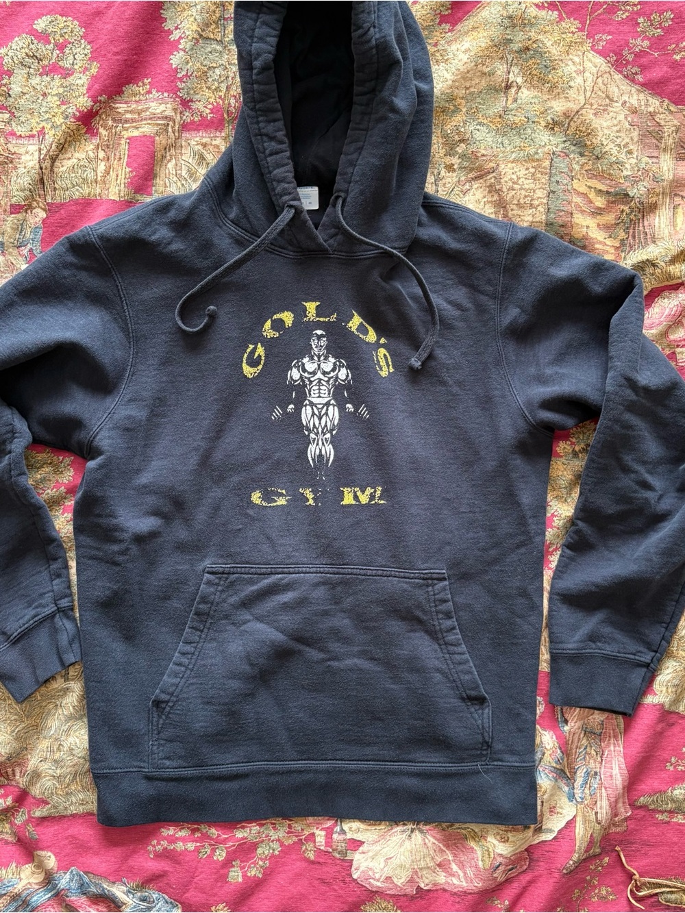 Gold's Gym Men's Black Hoodie with Yellow Logo